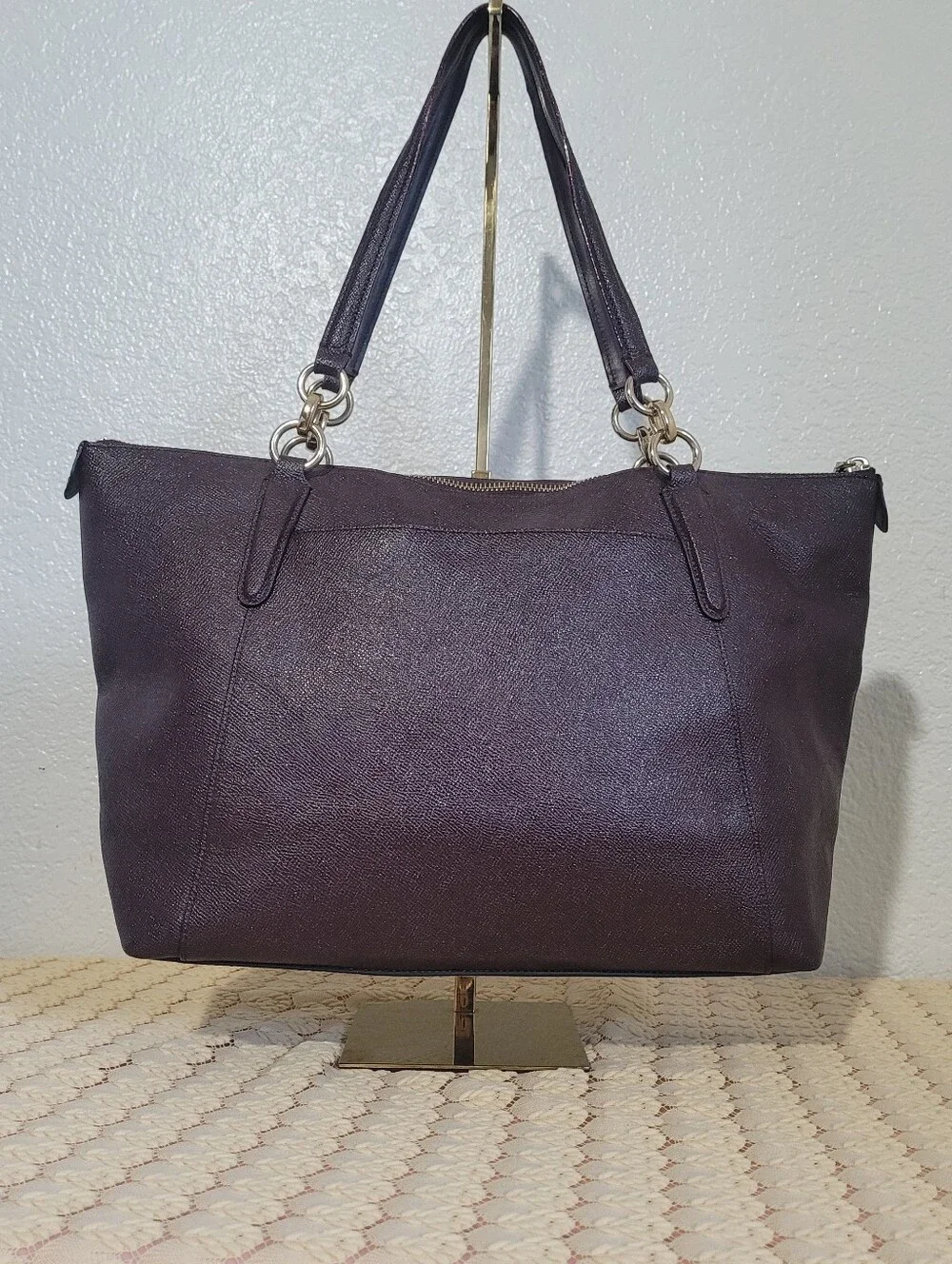 Coach Ava Tote In Crossgrain Leather Tote In Oxblood Burgandy Color #F11900